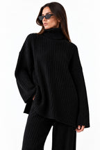 Black Ribbed Knitted Co-Ord Set