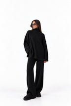 Black Ribbed Knitted Co-Ord Set