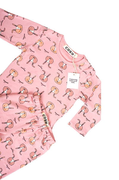 Be Cosy kid's PJ set in pink with rabbit print