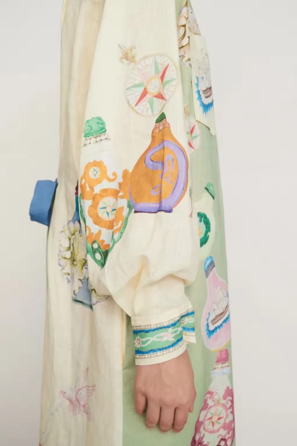 Polychrome Bottle Printed Soft Linen Touch Shirt Dress