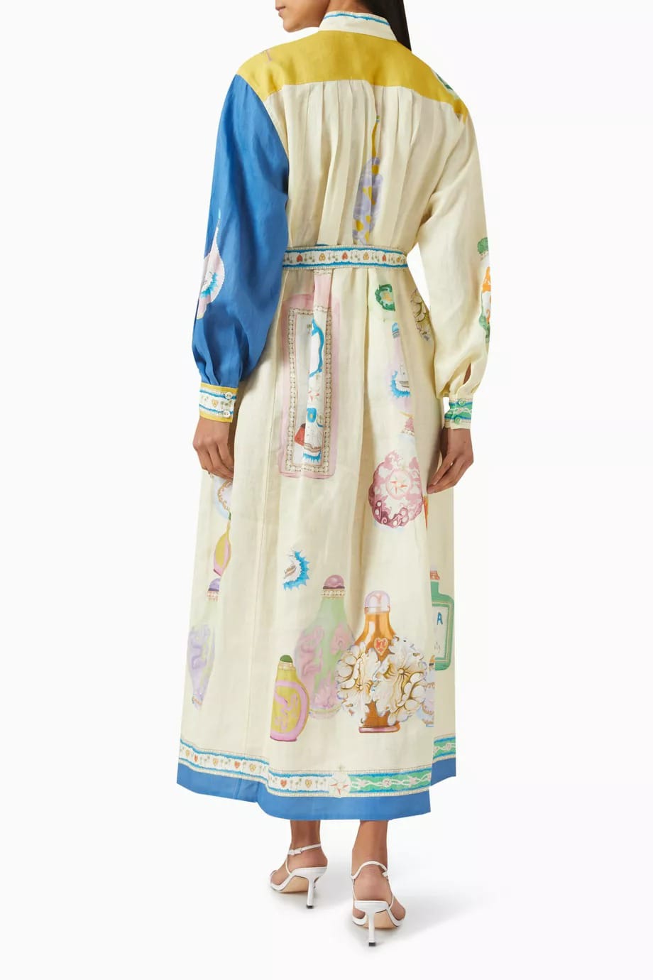 Polychrome Bottle Printed Soft Linen Touch Shirt Dress