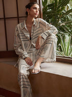 Soft Peach Cactus Grid Printed Soft Linen Touch Summer Co-ord Set