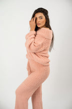 Be Cosy Off Shoulder Loungewear Set in Soft Pink