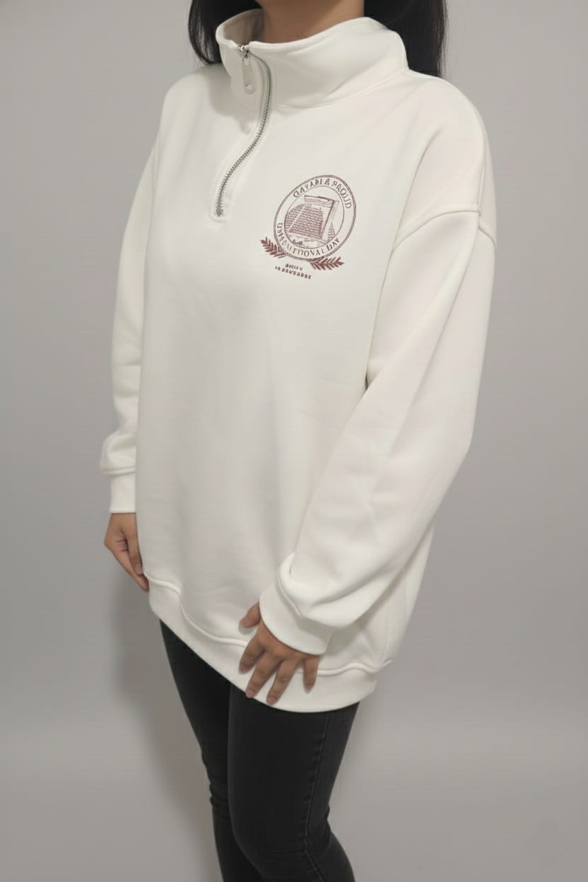 QND White Zipper Tops