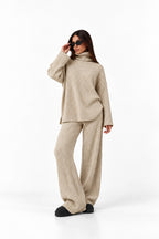 Beige Ribbed Knitted Co-Ord Set