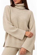 Beige Ribbed Knitted Co-Ord Set