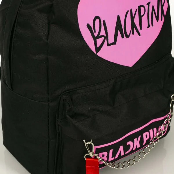 Black pink heart printed bag