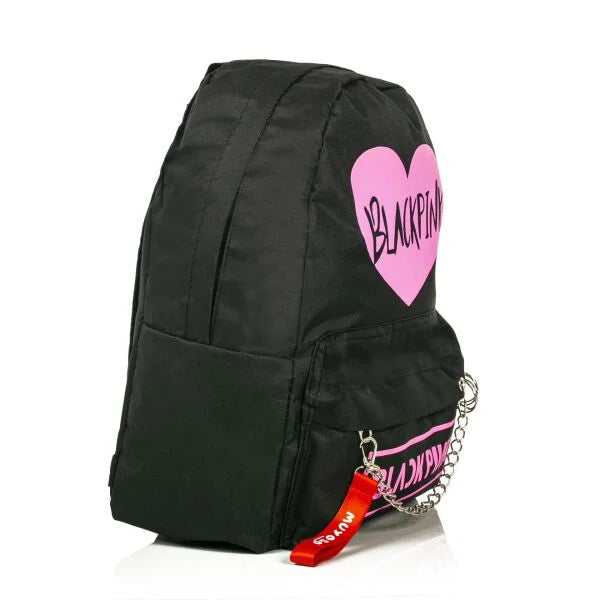 Black pink heart printed bag