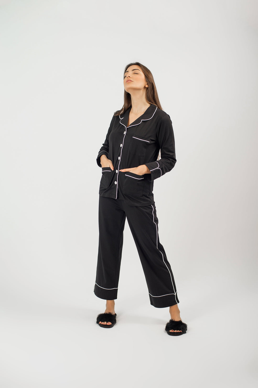 Be Cosy Classic PJ Set in Black