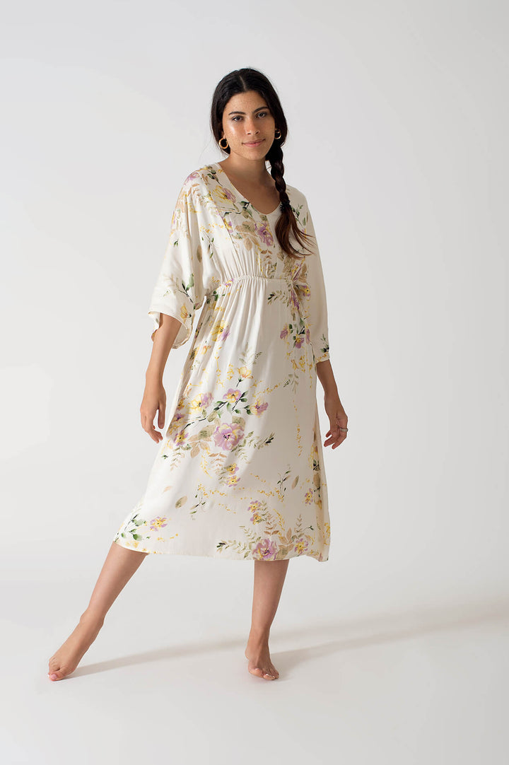 Be Cosy Soft Yellow Nightdress with Floral Print