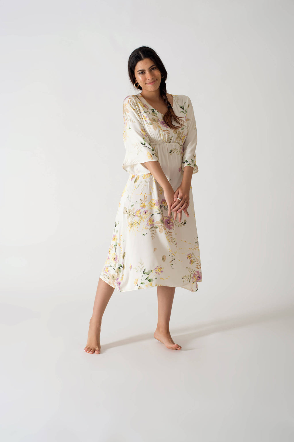 Be Cosy Soft Yellow Nightdress with Floral Print