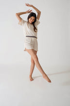 Be Cosy PJ Set with shorts in Off White Polka Dots