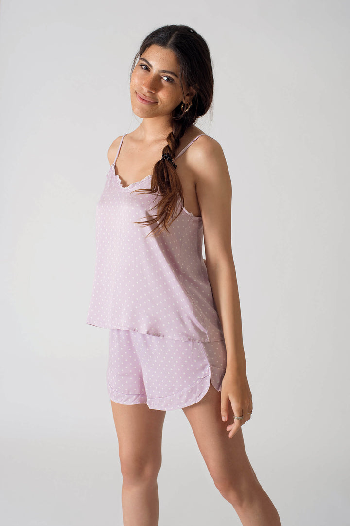 Be Cosy Purple PJ Set with shorts