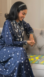 Navy Blue Star Collared Mukhwar