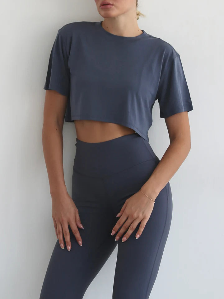 DKN Summer Essential Crop Top in Grey