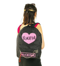 Black Pink Hearted Backpack