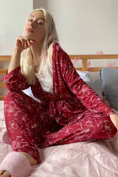 Be Cosy Red Loungewear Set with Robe