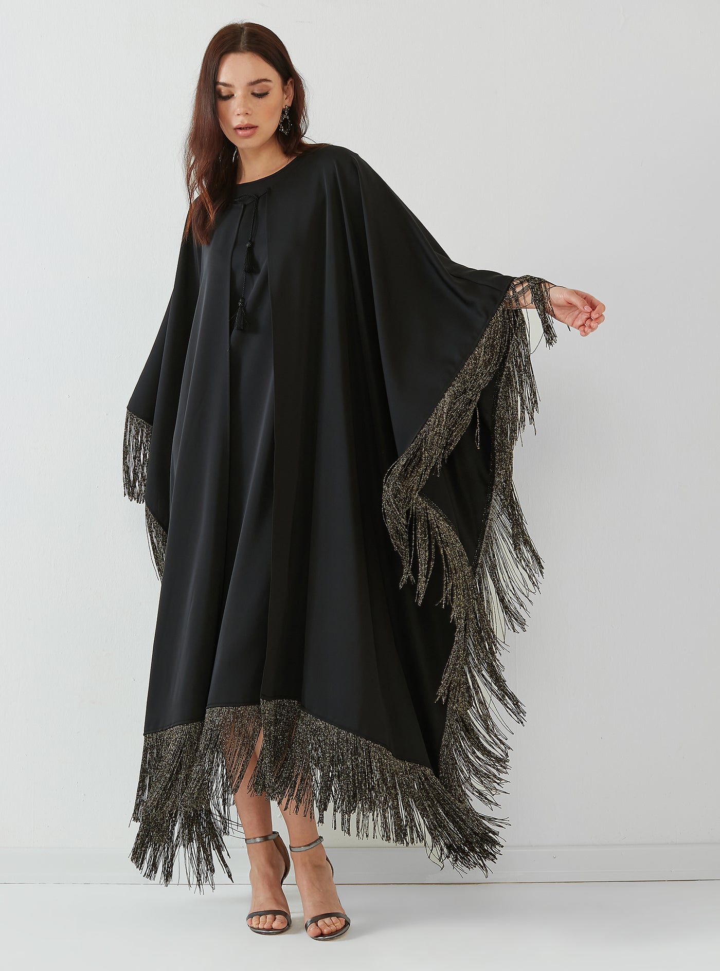 Gold Fringe Two Pieces Dress And Caftan