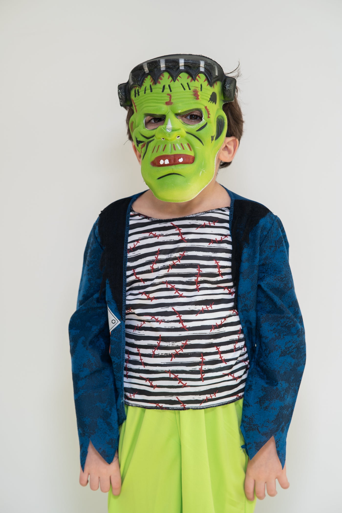Kids green monster mask frankenstein costume