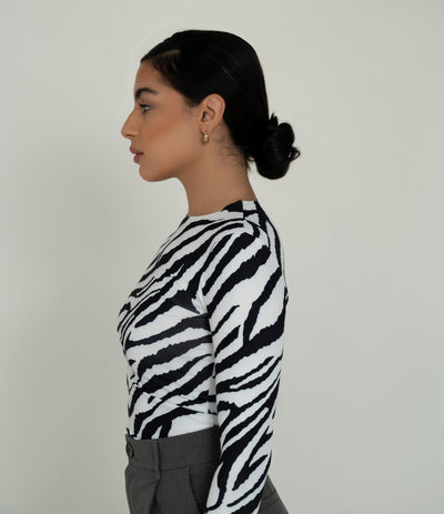 Zebra pattern long sleeved top