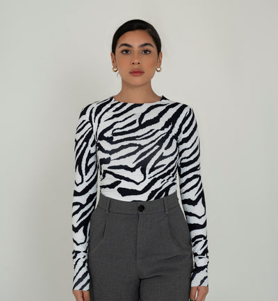 Zebra pattern long sleeved top